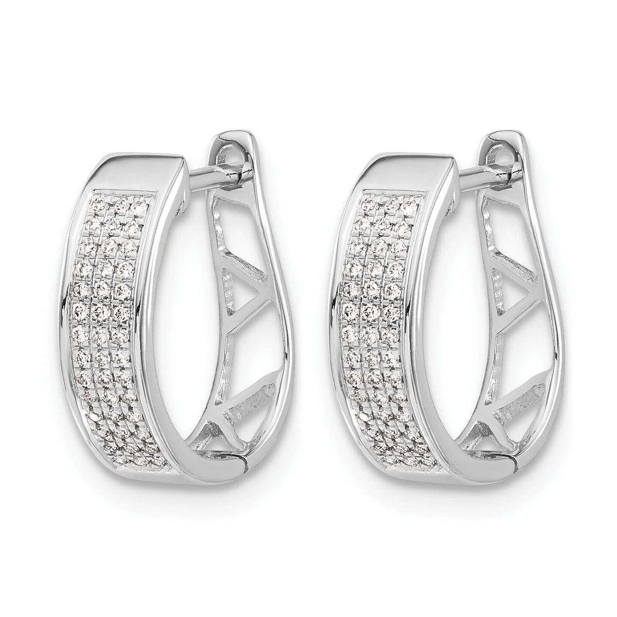 14k White Gold Diamond Hinged Oval Hoop Earrings-EM5379-020-WA