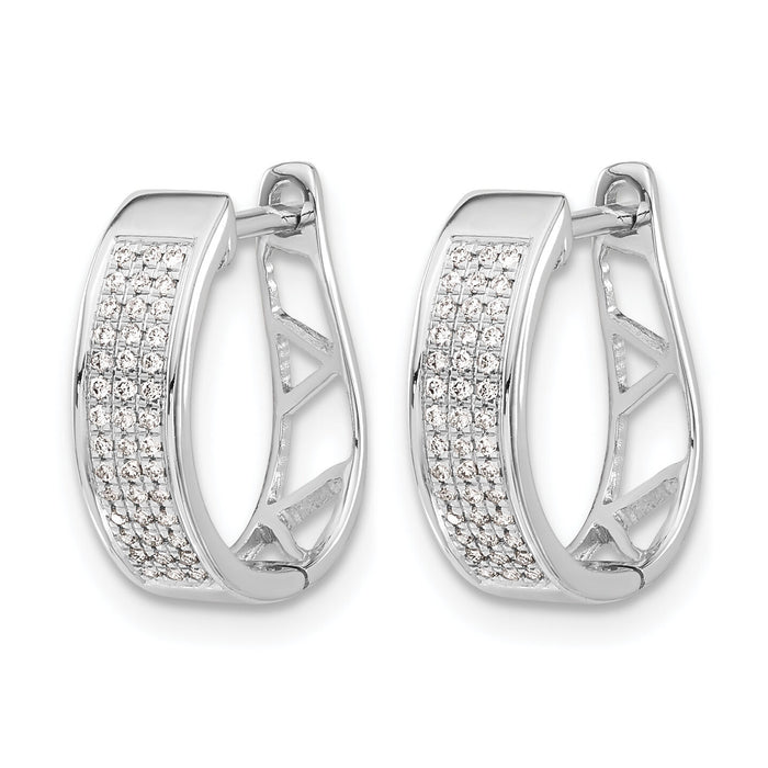 14k White Gold Diamond Hinged Oval Hoop Earrings-EM5379-020-WA