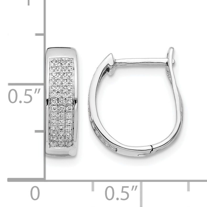 14k White Gold Diamond Hinged Oval Hoop Earrings-EM5379-020-WA