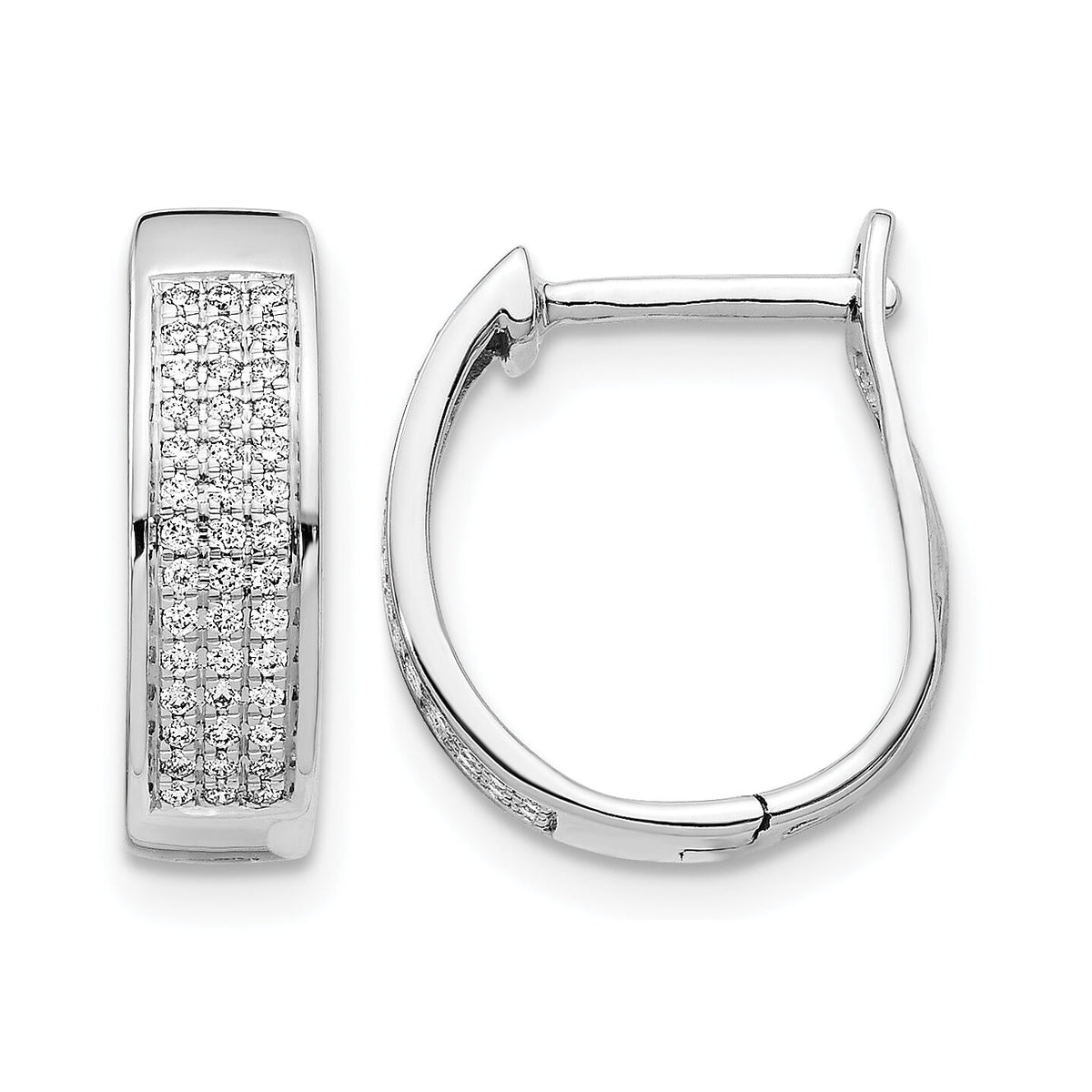 14k White Gold Diamond Hinged Oval Hoop Earrings-EM5379-020-WA