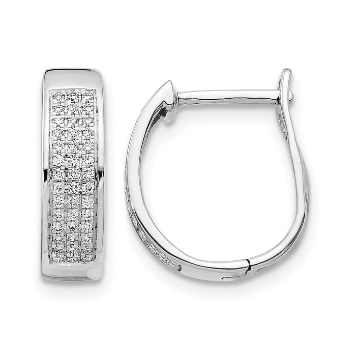 14k White Gold Diamond Hinged Oval Hoop Earrings-EM5379-020-WA