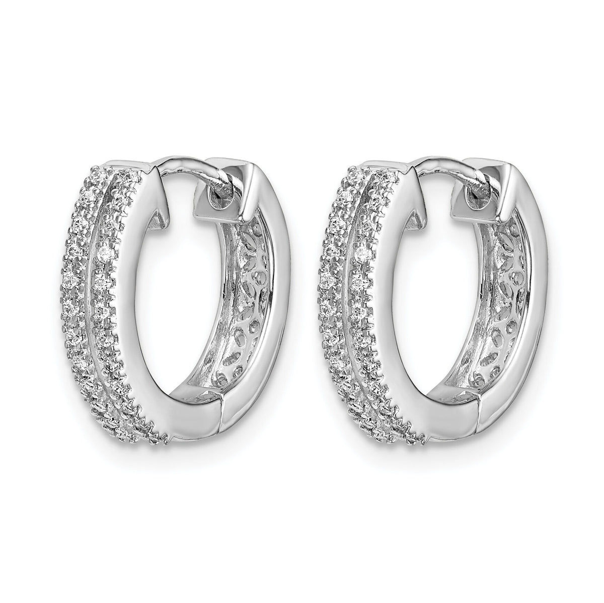 14k White Gold Diamond Hinged Round Hoop Earrings-EM5381-016-WA