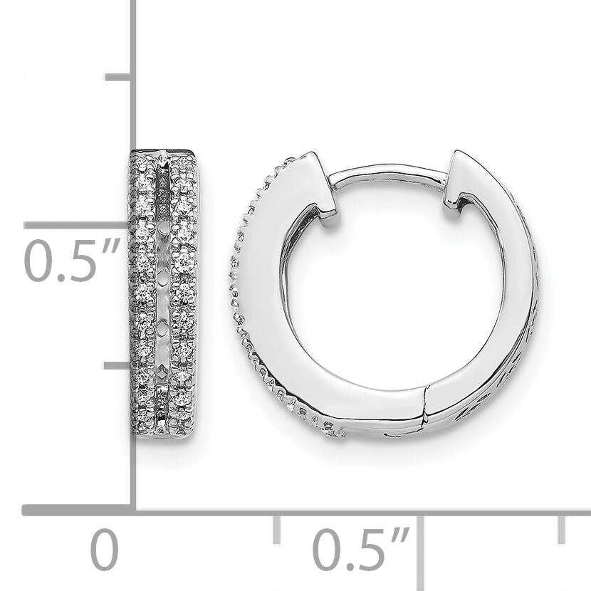14k White Gold Diamond Hinged Round Hoop Earrings-EM5381-016-WA