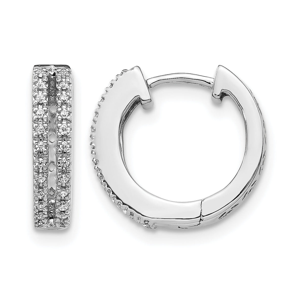 14k White Gold Diamond Hinged Round Hoop Earrings-EM5381-016-WA