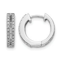 14k White Gold Diamond Hinged Round Hoop Earrings-EM5381-016-WA