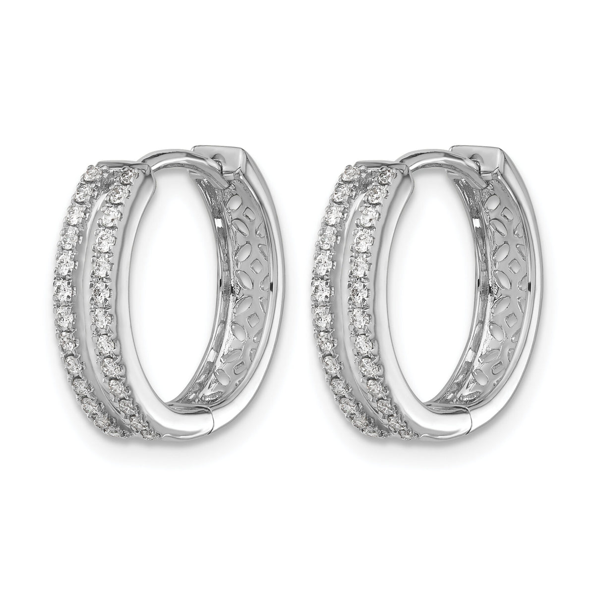 14k White Gold Diamond Hinged Round Hoop Earrings-EM5381-025-WA