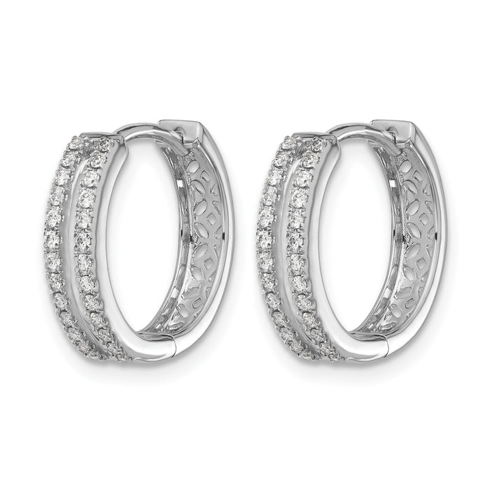 14k White Gold Diamond Hinged Round Hoop Earrings-EM5381-025-WA