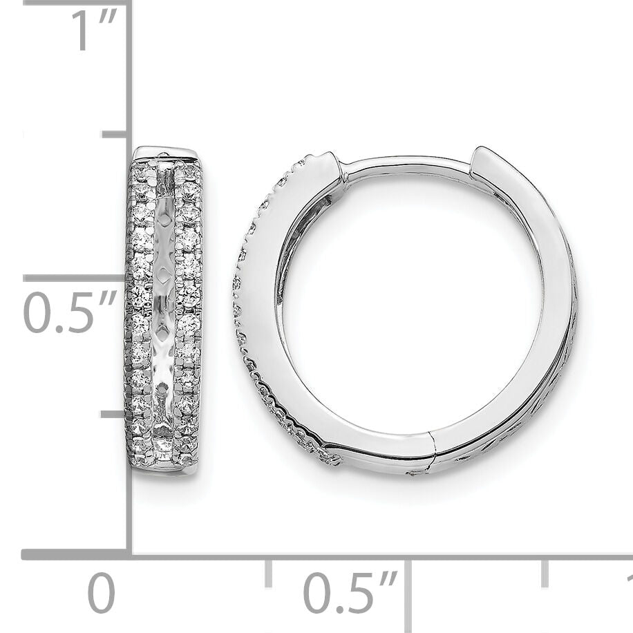 14k White Gold Diamond Hinged Round Hoop Earrings-EM5381-025-WA
