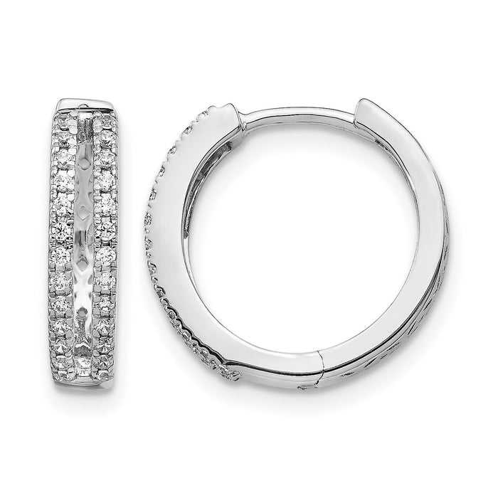 14k White Gold Diamond Hinged Round Hoop Earrings-EM5381-025-WA