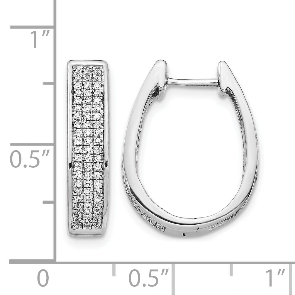 14k White Gold Diamond Large Hinged Oval Hoop Earrings-EM5383-040-WA