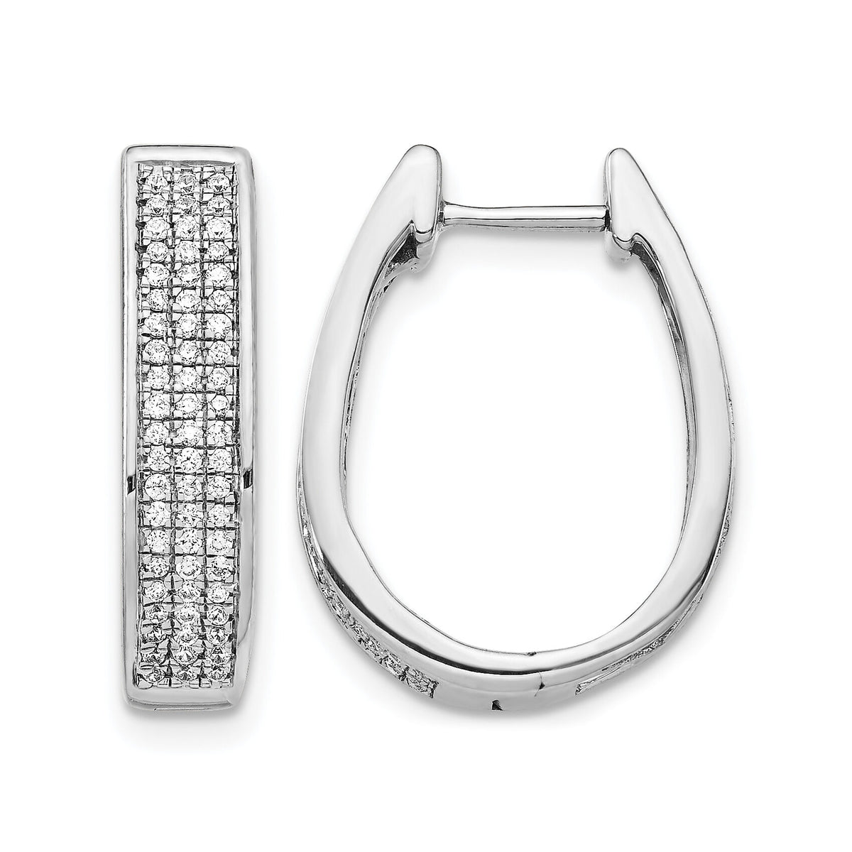 14k White Gold Diamond Large Hinged Oval Hoop Earrings-EM5383-040-WA