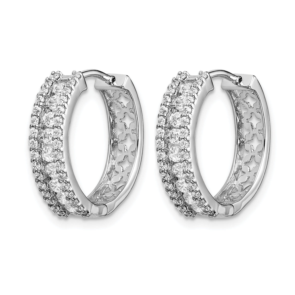 14k White Gold Diamond Hinged Hoop Earrings-EM5384-088-WA