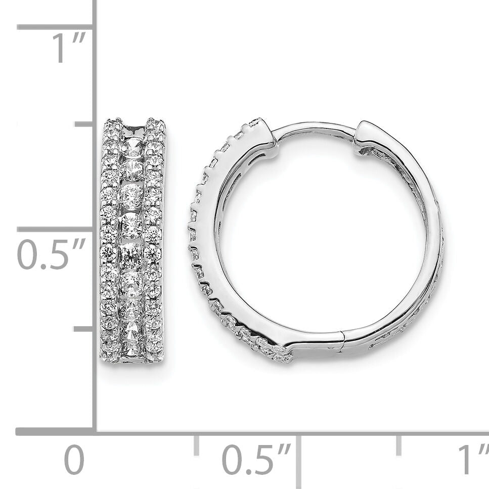 14k White Gold Diamond Hinged Hoop Earrings-EM5384-088-WA
