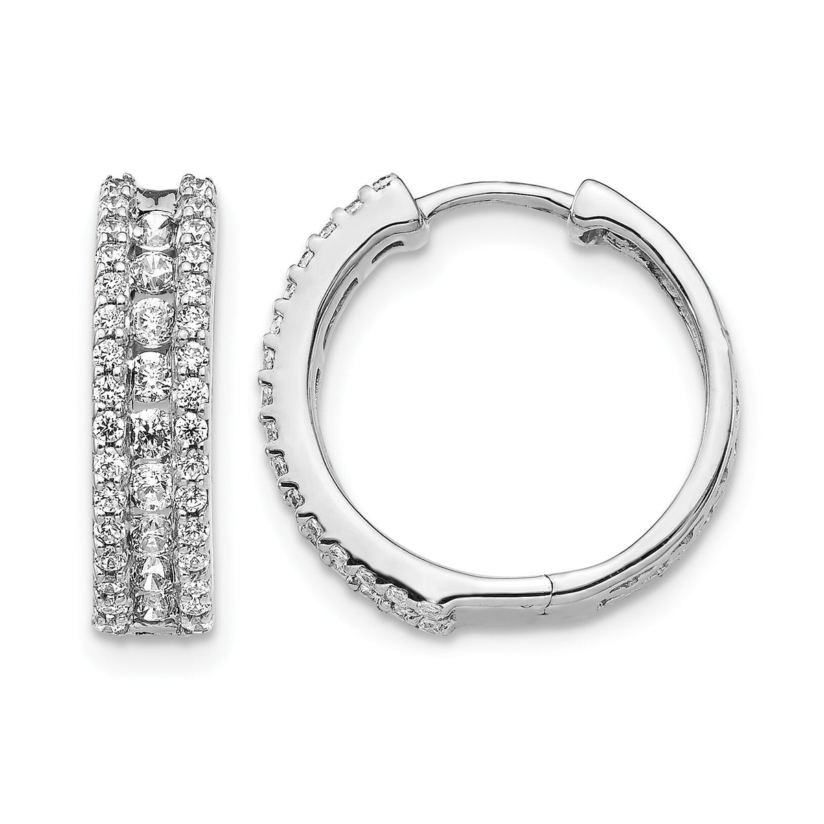 14k White Gold Diamond Hinged Hoop Earrings-EM5384-088-WA