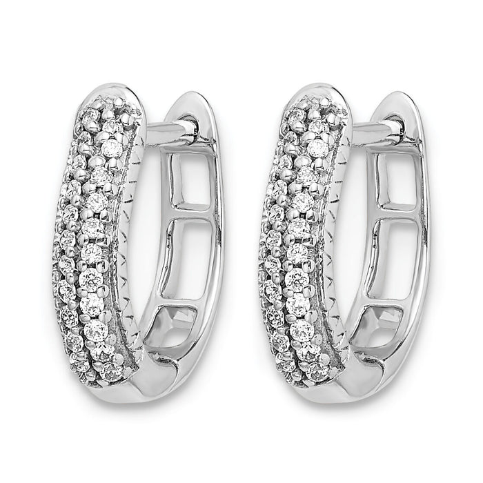 14k White Gold Polished Diamond Hinged Hoop Earrings-EM5385-016-WA
