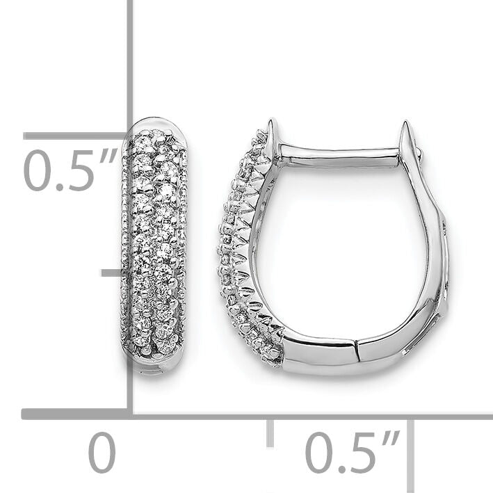 14k White Gold Polished Diamond Hinged Hoop Earrings-EM5385-016-WA