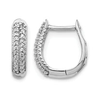 14k White Gold Polished Diamond Hinged Hoop Earrings-EM5385-016-WA