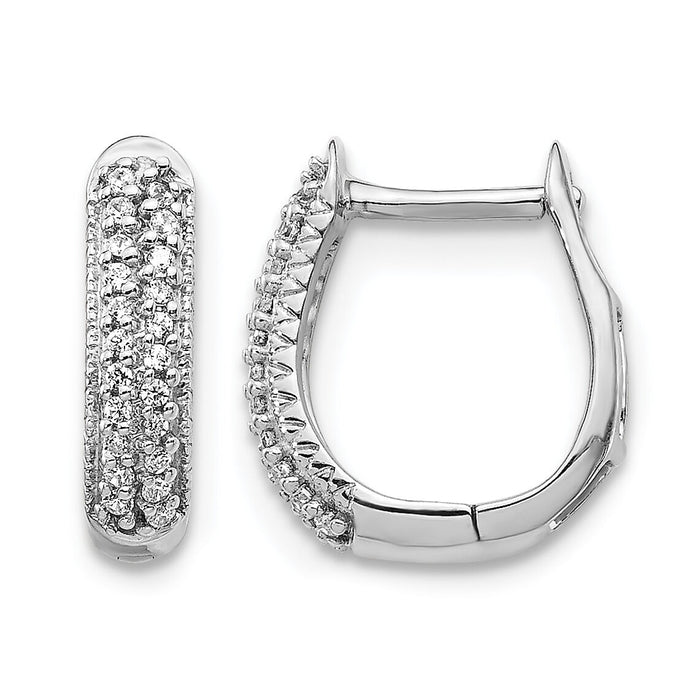 14k White Gold Polished Diamond Hinged Hoop Earrings-EM5385-016-WA