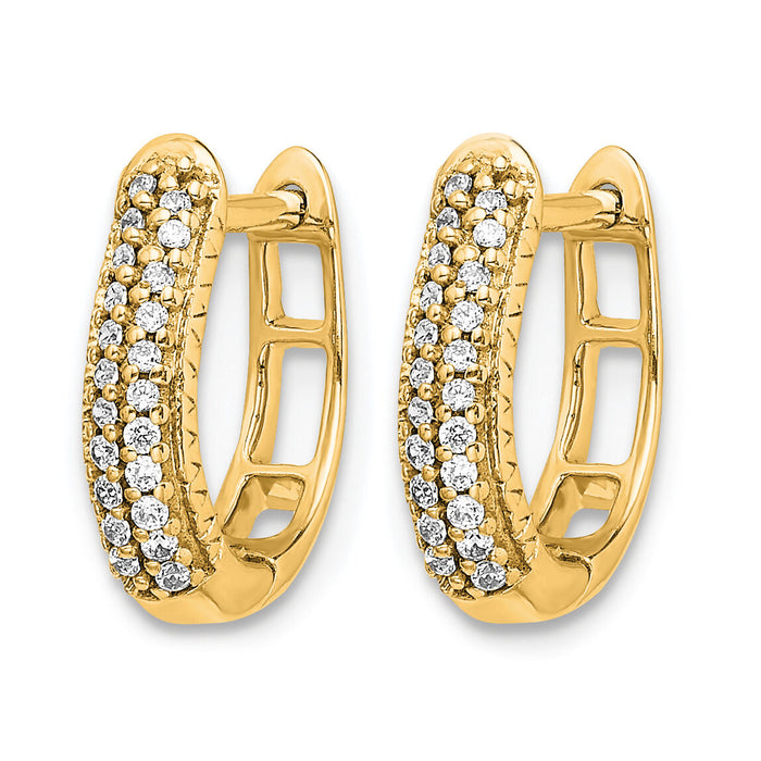 14k Polished Diamond Hinged Hoop Earrings-EM5385-016-YA