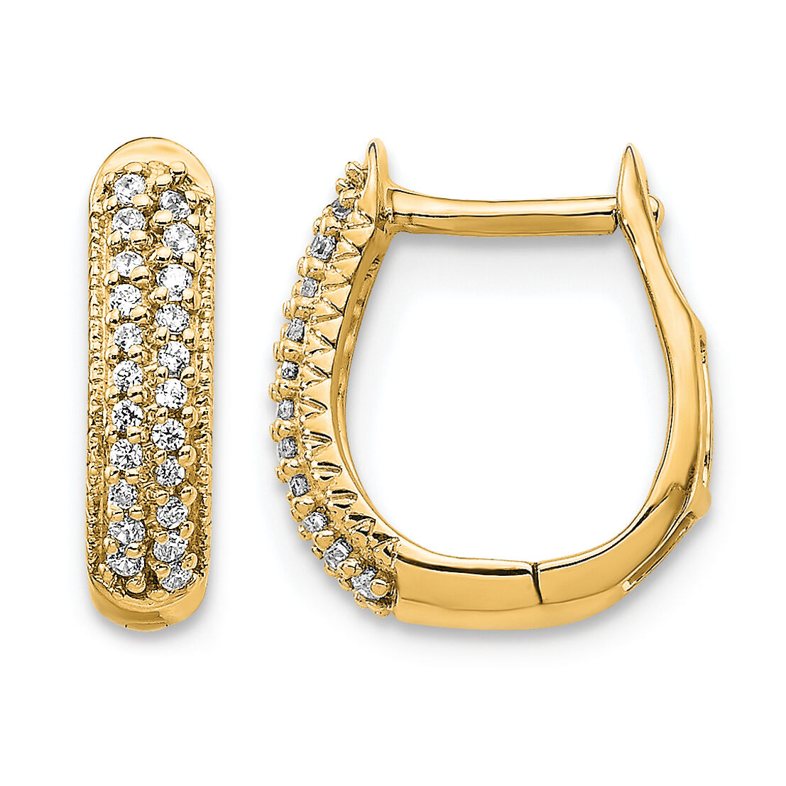 14k Polished Diamond Hinged Hoop Earrings-EM5385-016-YA