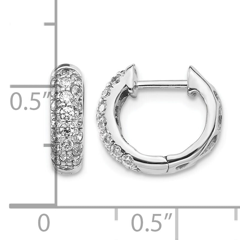 14k White Gold Diamond Hinged Hoop Earrings-EM5386-062-WA