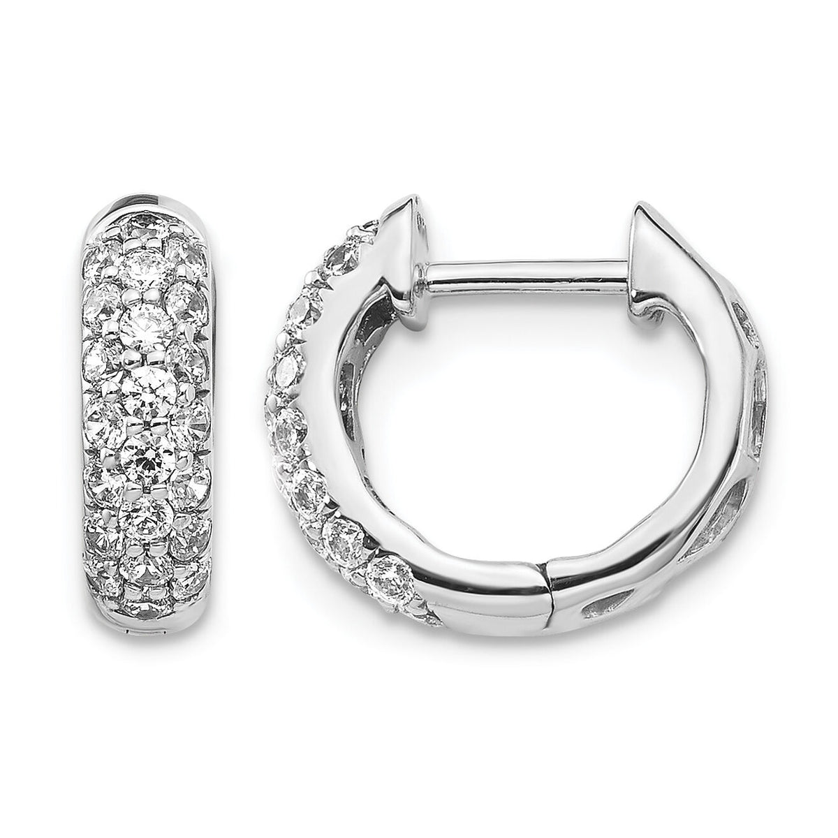 14k White Gold Diamond Hinged Hoop Earrings-EM5386-062-WA