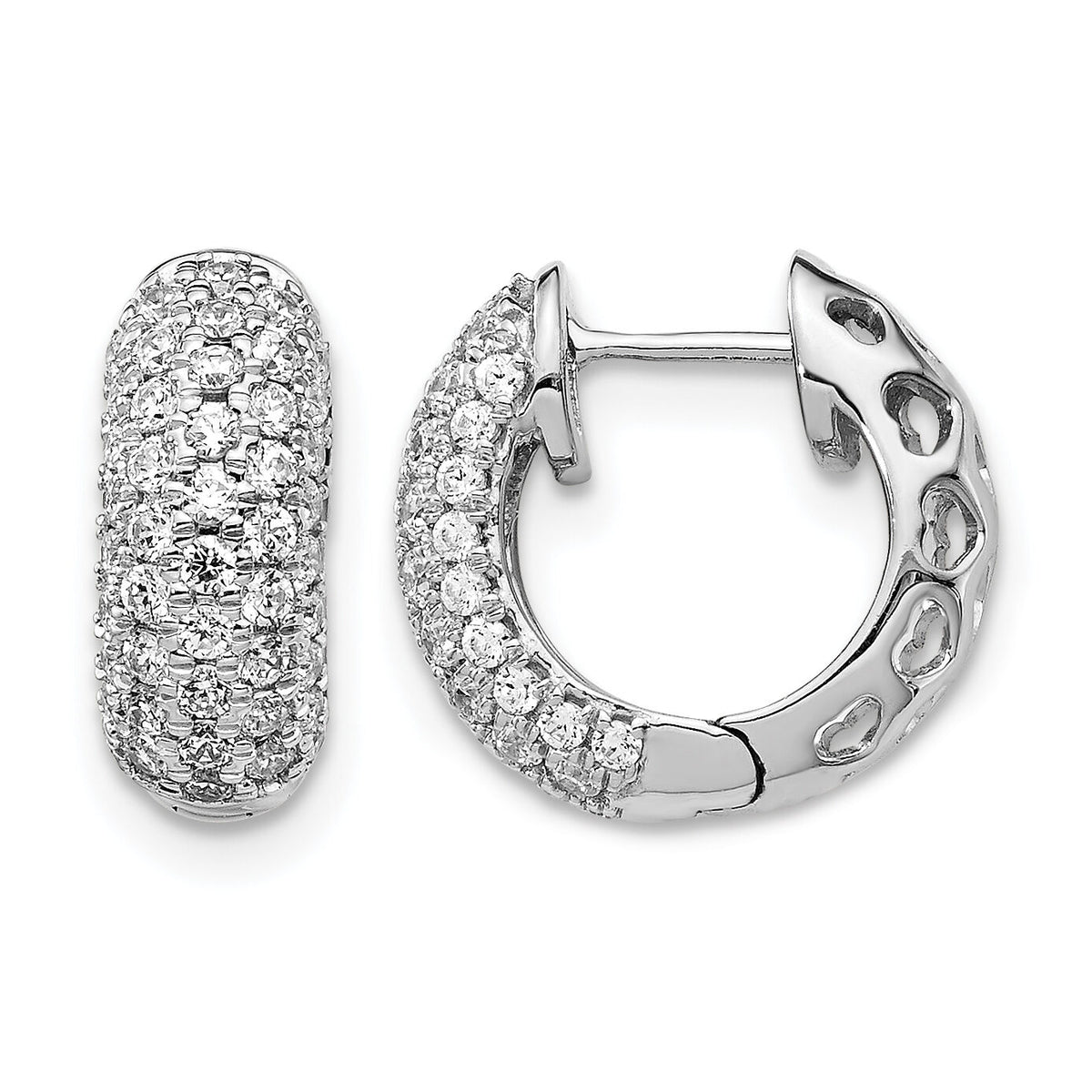 14k White Gold Diamond Hinged Hoop Earrings-EM5389-075-WA