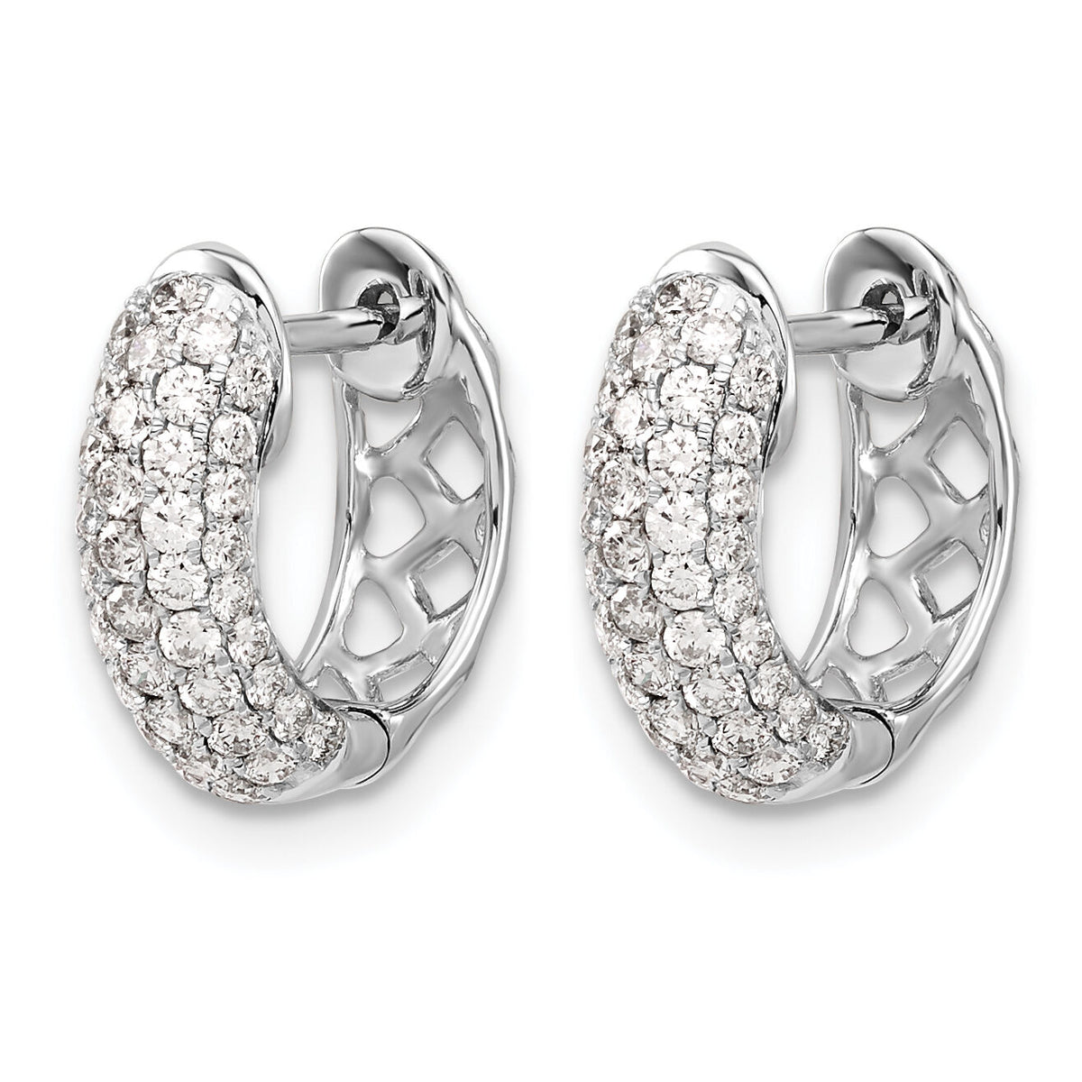 14k White Gold Diamond Hinged Hoop Earrings-EM5390-075-WA