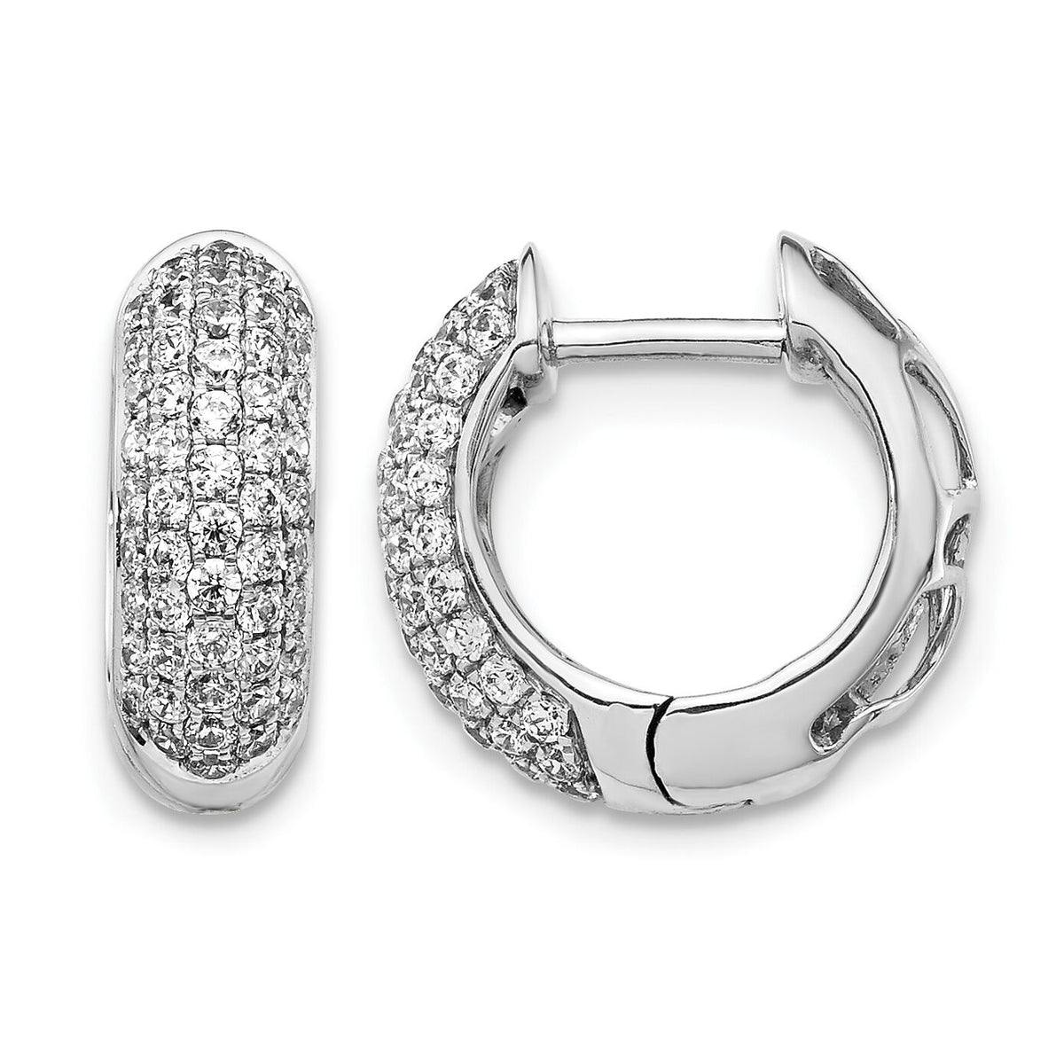 14k White Gold Diamond Hinged Hoop Earrings-EM5390-075-WA