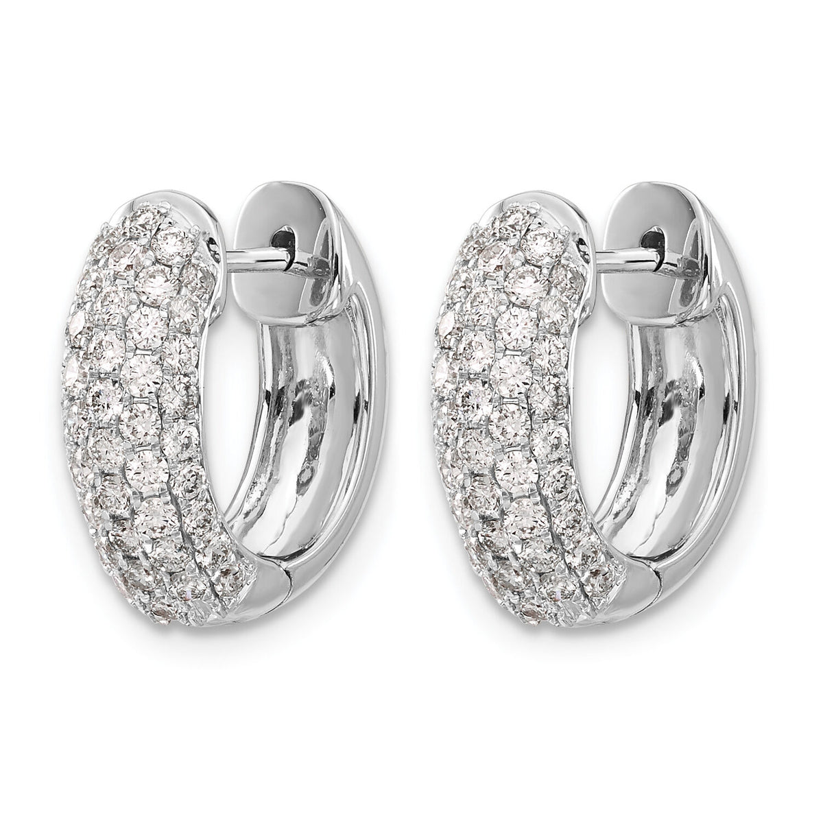 14k White Gold Diamond Hinged Hoop Earrings-EM5391-100-WA