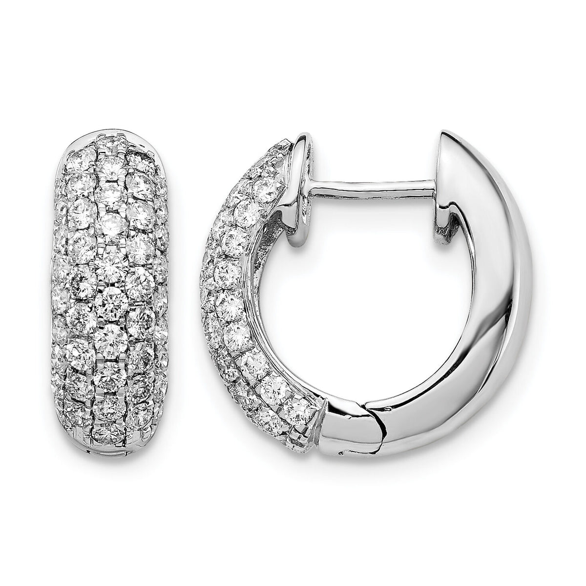 14k White Gold Diamond Hinged Hoop Earrings-EM5391-100-WA