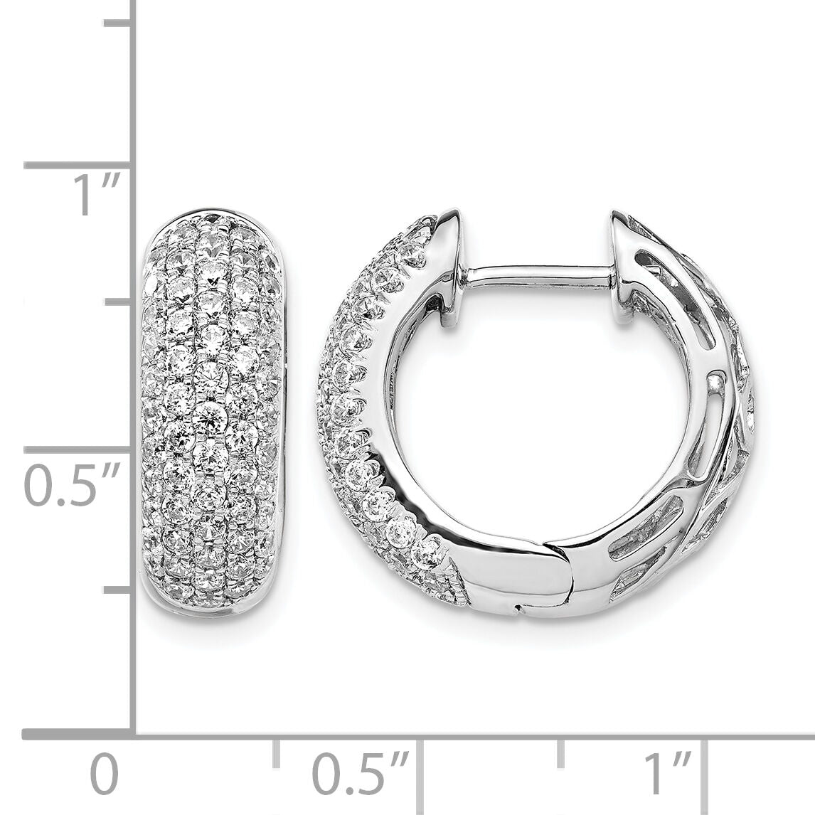 14k White Gold Diamond Hinged Hoop Earrings-EM5393-175-WA