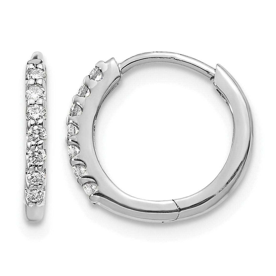 14k White Gold Diamond Hinged Hoop Earrings-EM5394-016-WA