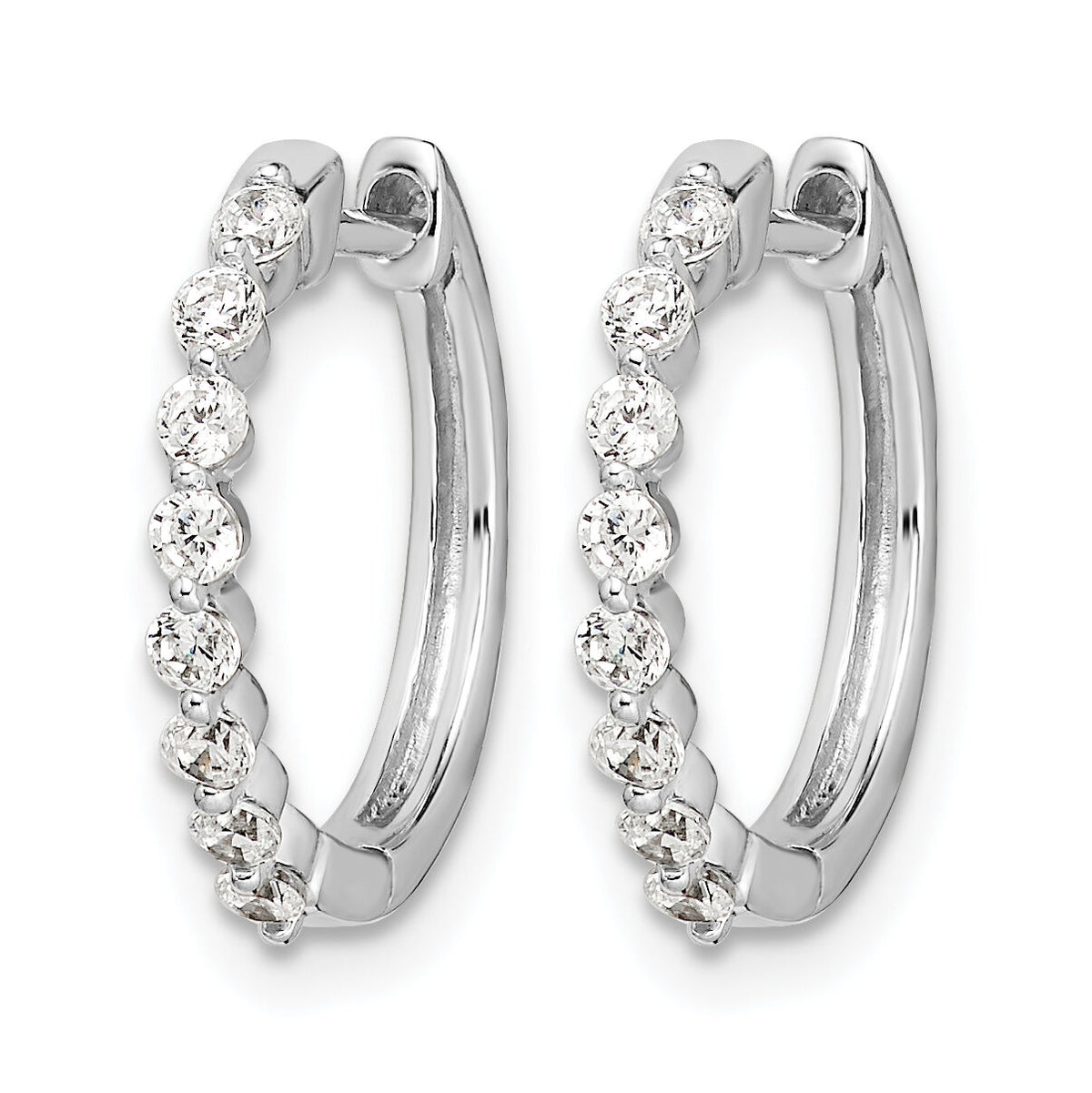 14k White Gold Diamond Hinged Hoop Earrings-EM5395-033-WA