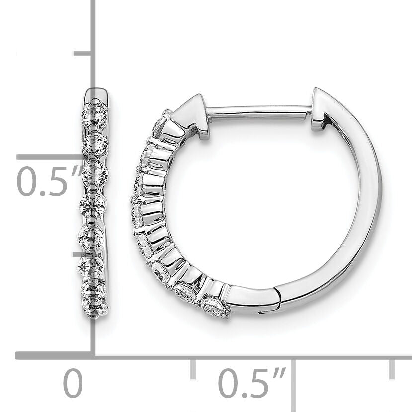 14k White Gold Diamond Hinged Hoop Earrings-EM5395-033-WA