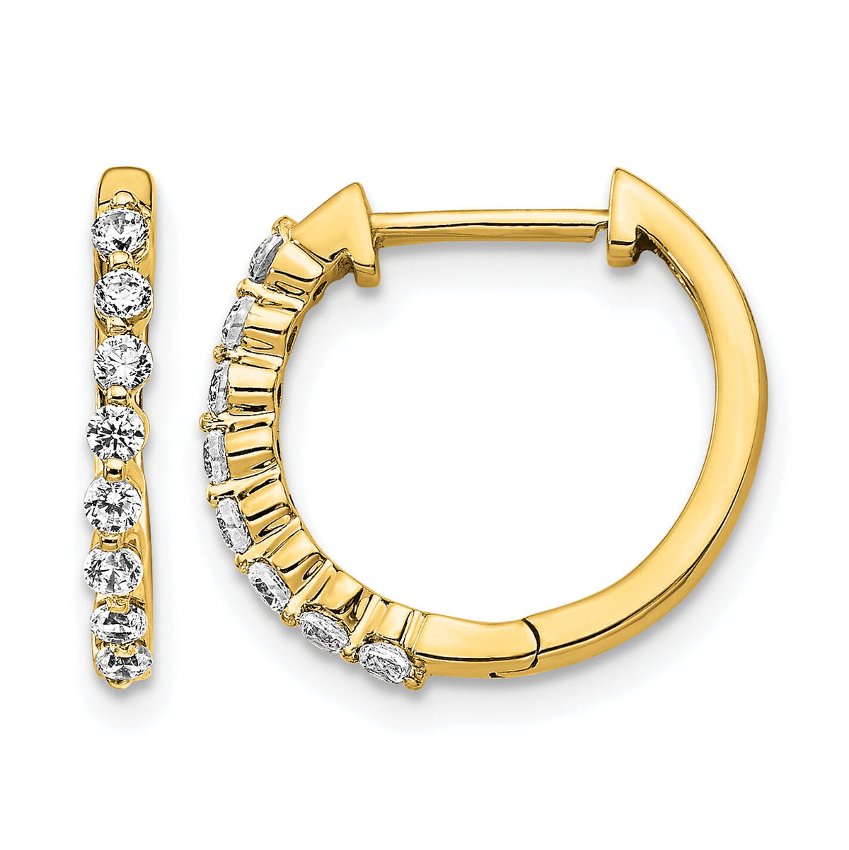 14k Diamond Hinged Hoop Earrings-EM5395-033-YA