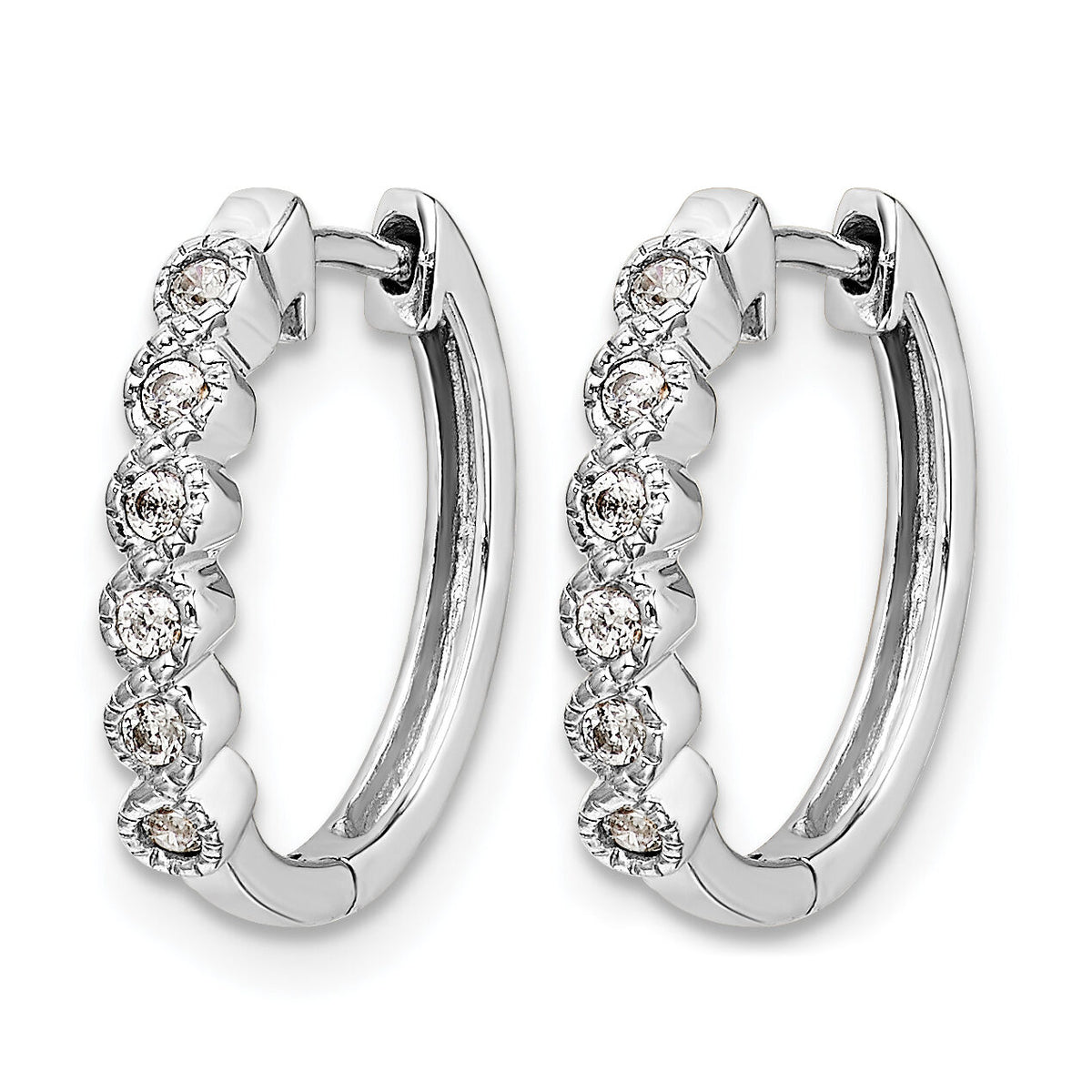 14k White Gold Diamond Hinged Hoop Earrings-EM5396-013-WA