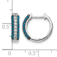14k White Gold White and Blue Diamond Hinged Hoop Earrings-EM5398-BD-050-WA