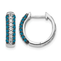14k White Gold White and Blue Diamond Hinged Hoop Earrings-EM5398-BD-050-WA