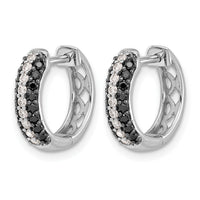 14k White Gold White and Black Diamond Hinged Hoop Earrings-EM5398-BK-050-WA