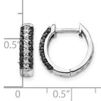 14k White Gold White and Black Diamond Hinged Hoop Earrings-EM5398-BK-050-WA