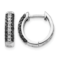14k White Gold White and Black Diamond Hinged Hoop Earrings-EM5398-BK-050-WA