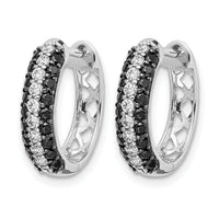 14k White Gold White and Black Diamond Hinged Hoop Earrings-EM5399-BK-100-WA
