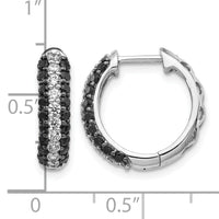 14k White Gold White and Black Diamond Hinged Hoop Earrings-EM5399-BK-100-WA