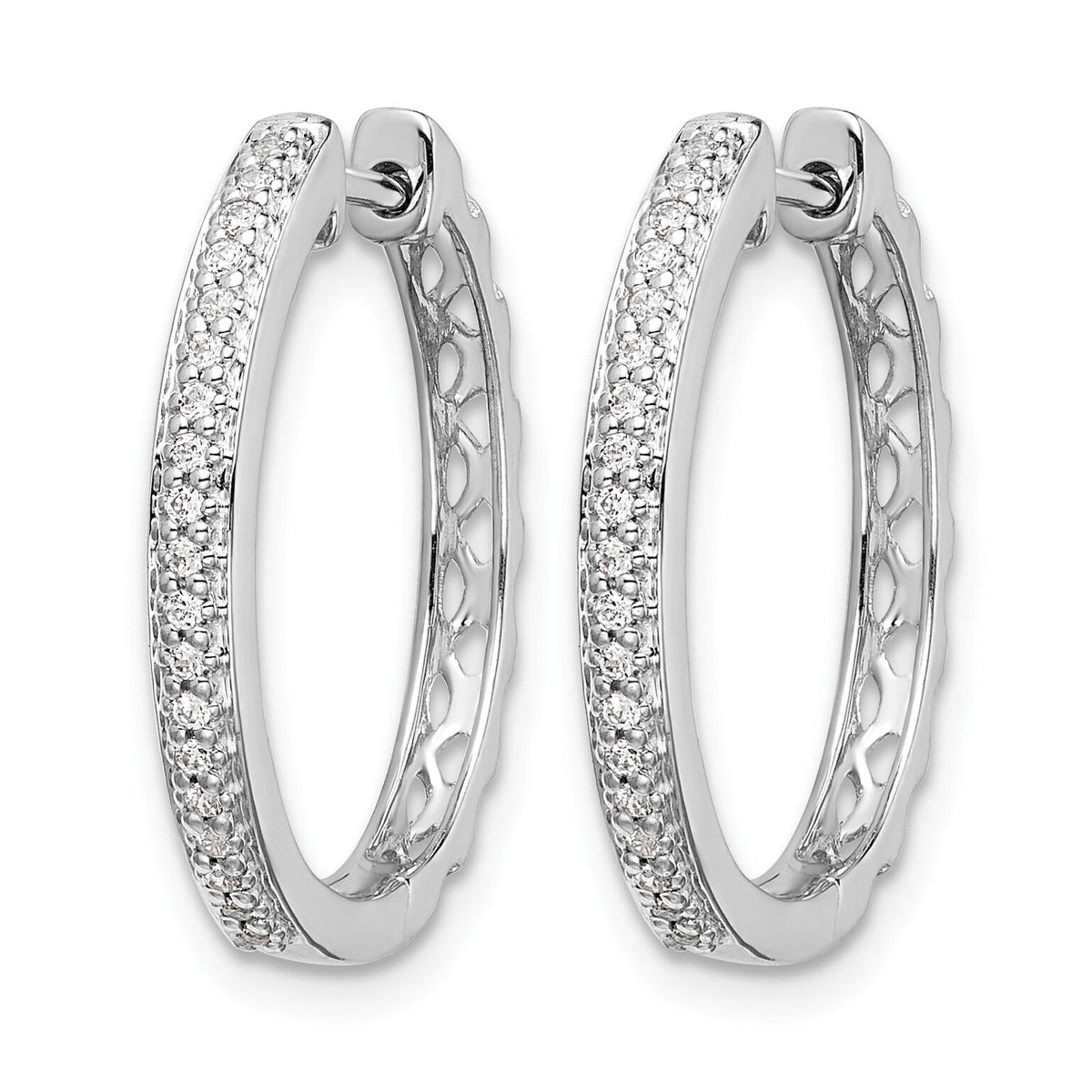14k White Gold Diamond 2mm Hinged Hoop Earrings-EM5400-016-WA