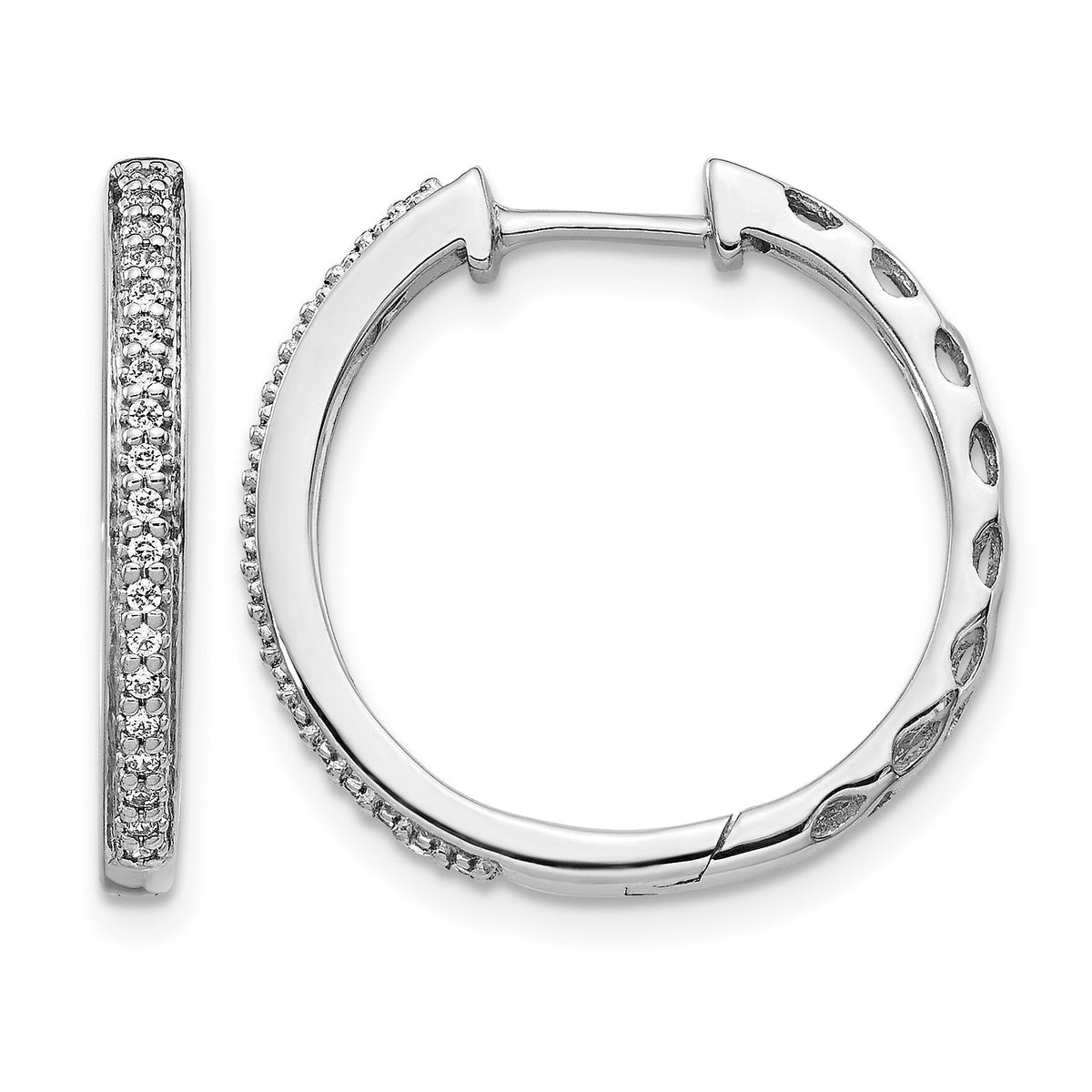 14k White Gold Diamond 2mm Hinged Hoop Earrings-EM5400-016-WA