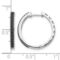 14k White Gold Black Diamond 2mm Hinged Hoop Earrings-EM5400-BK-016-WA