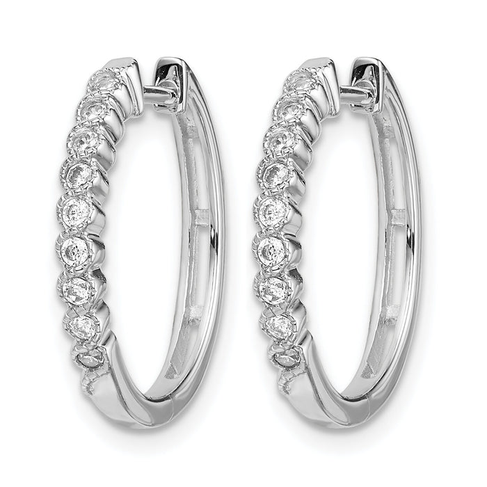 14k White Gold Polished Diamond Hinged Hoop Earrings-EM5401-025-WA