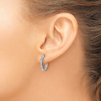 14k White Gold Polished Diamond Hinged Hoop Earrings-EM5401-025-WA