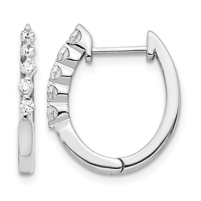 14k White Gold Diamond Hinged Hoop Earrings-EM5402-025-WA